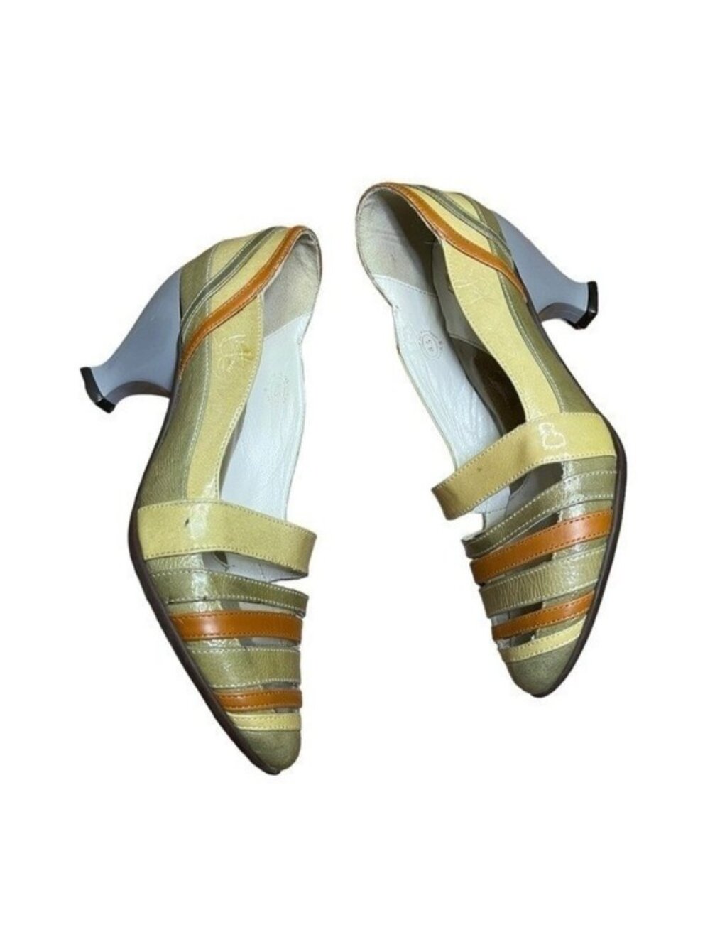 John Fluevog Blind Faith Mid Drew Heels Multicolored Shoes Women Size 8.5